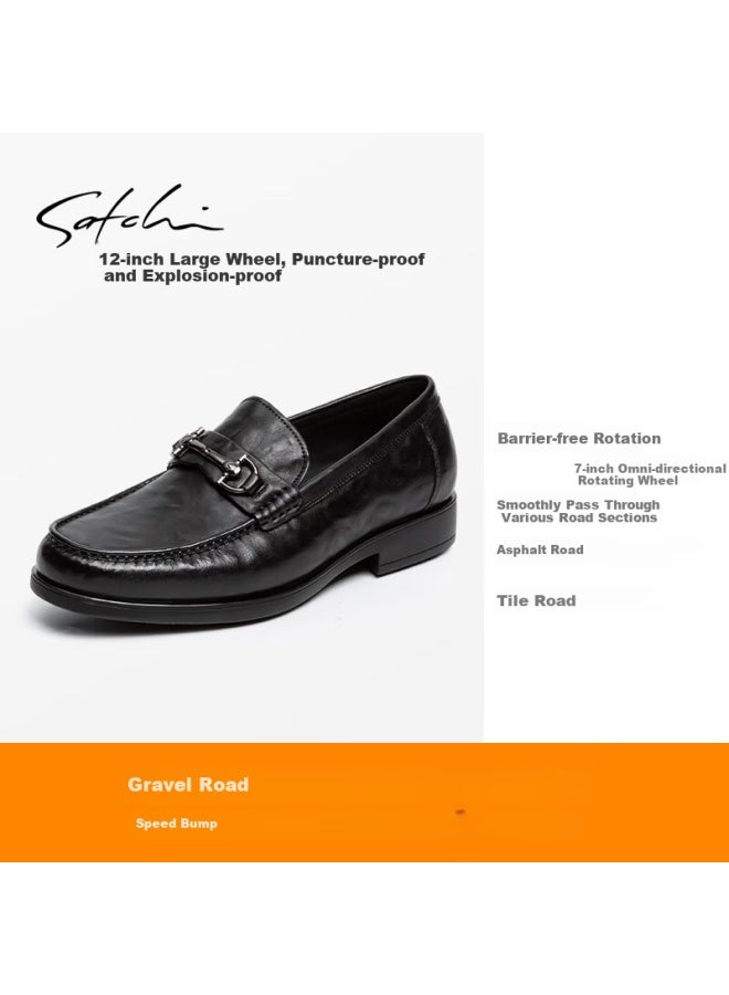 Satchi Men's Shoes, High-quality Cowhide Leather Men's Dress Shoes, Shock-absorbing Loafers, Formal Shoes, 212482229z, Black, Size 38