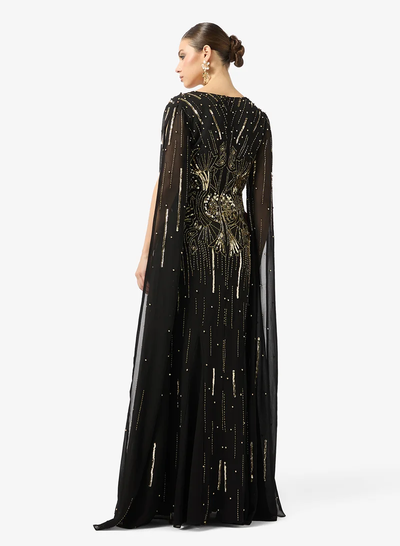 اميليا روز v-neck sequin maxi dress