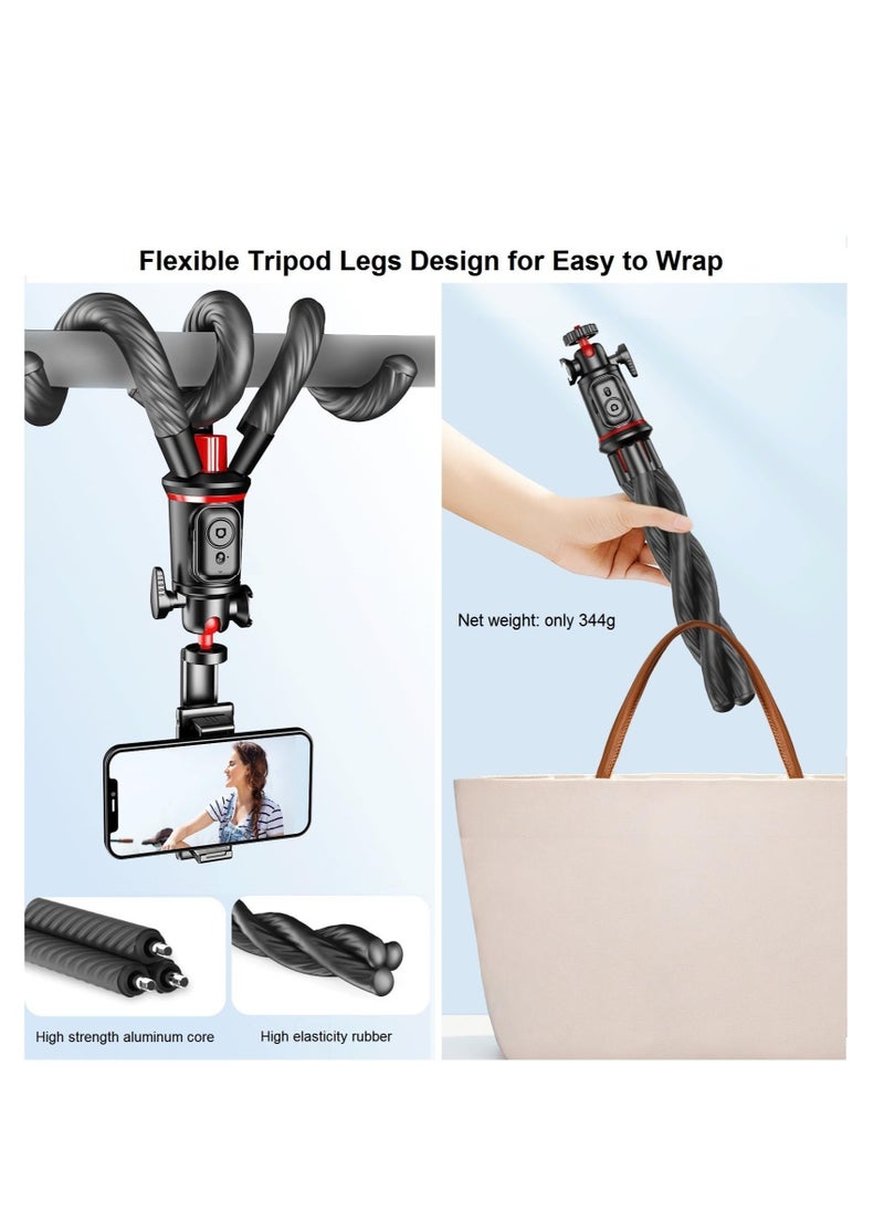 Excefore - Phone Tripod Selfie Stick, Mini Camera Tripod Phone Holder, with Cold Shoe Mount Travel Tripod and Remote Shutter Control, for iPhone Samsung Camera Stand Video Recording Vlog - Image 1