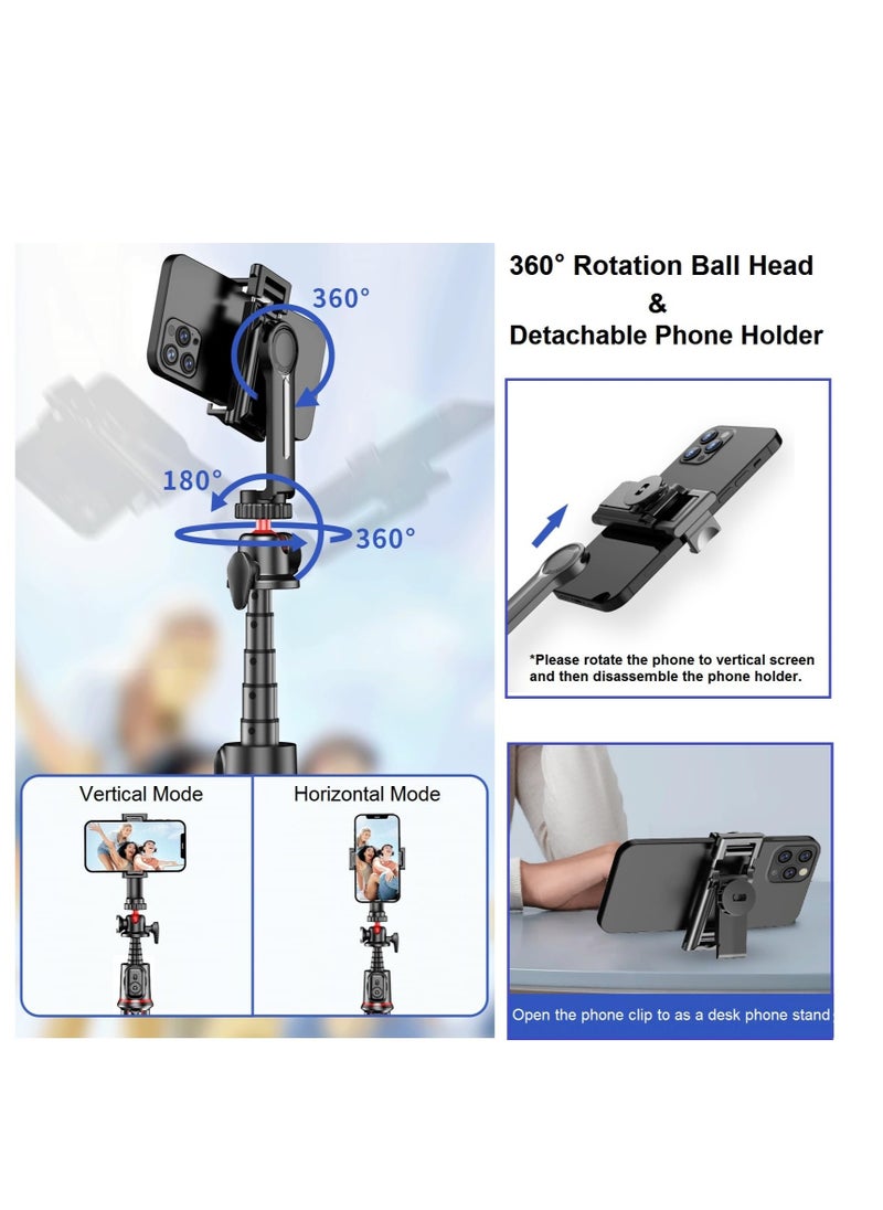 Excefore - Phone Tripod Selfie Stick, Mini Camera Tripod Phone Holder, with Cold Shoe Mount Travel Tripod and Remote Shutter Control, for iPhone Samsung Camera Stand Video Recording Vlog - Image 1