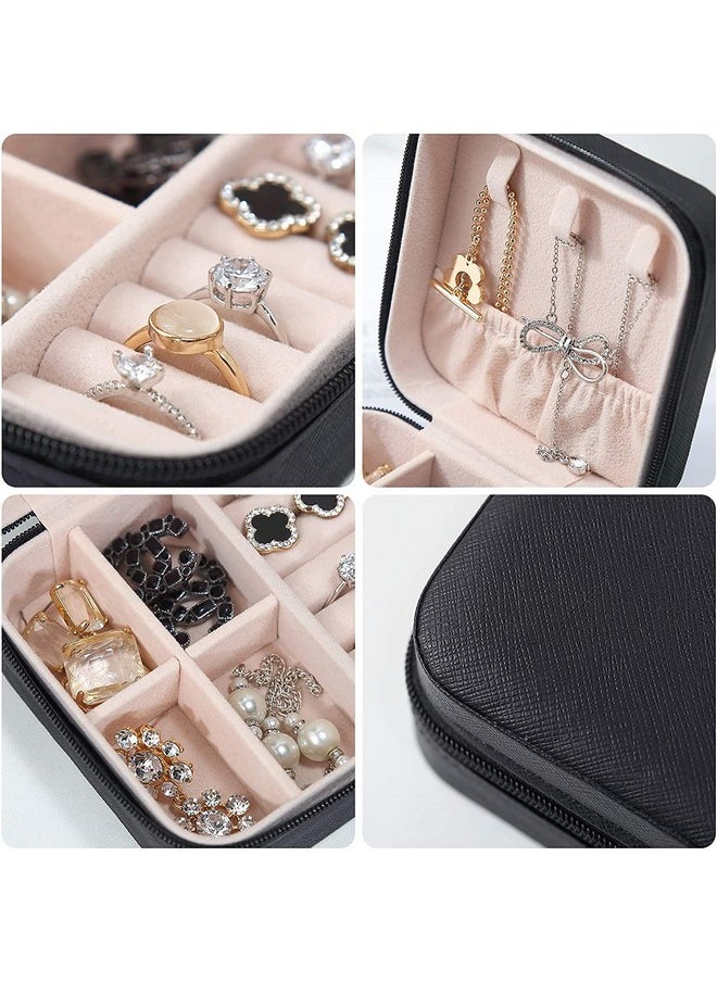YouBella - YouBella Jewellery Organiser PU Leather Zipper Portable Storage Box Case with Dividers Container for Rings, Earrings, Necklace Home Organizer, (Black) - Image 1