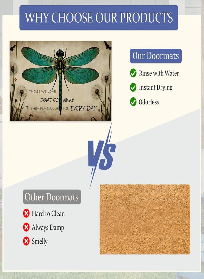 CXULIN Vintage Dragonfly Welcome Mat,Rustic Dandelion Indoor Rugs for Entryway,Anti-Slip Low Profile Doormats Porch Mats for Front Door Stairway Rug Living Room Floor Mat 30 x 17 Inch - Image 4