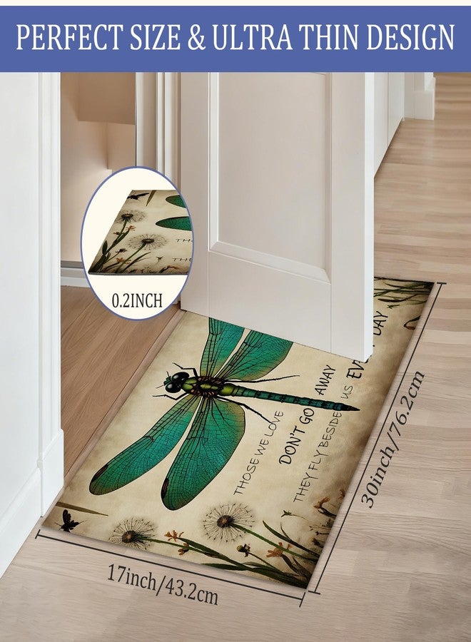 CXULIN Vintage Dragonfly Welcome Mat,Rustic Dandelion Indoor Rugs for Entryway,Anti-Slip Low Profile Doormats Porch Mats for Front Door Stairway Rug Living Room Floor Mat 30 x 17 Inch - Image 2