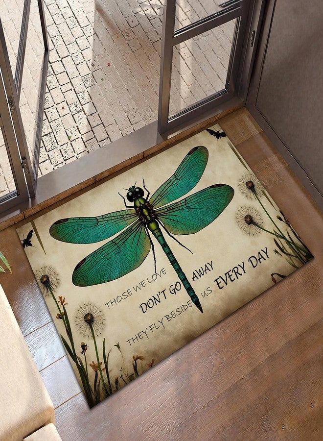 CXULIN Vintage Dragonfly Welcome Mat,Rustic Dandelion Indoor Rugs for Entryway,Anti-Slip Low Profile Doormats Porch Mats for Front Door Stairway Rug Living Room Floor Mat 30 x 17 Inch - Image 1