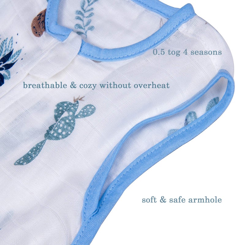 BLOOMSTAR Baby Sleeping Sack Muslin 0.5 tog Cotton 3-12 Months Summer Lightweight Toddler Wearable Blanket Sleeping Bag Thin Breathable Soft Infant Sleeper Sack 6-12M - Image 4