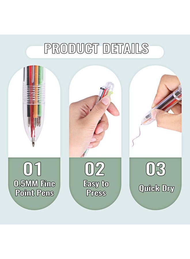 JPSOR 36 Pack Multicolor Ballpoint Pen 6-In-1, Fun Pens, Party Favors Transparent Barrel Ballpoint Pen 6-Color 0.5Mm For Office School Supplies Students Children Kids Gift - Image 4