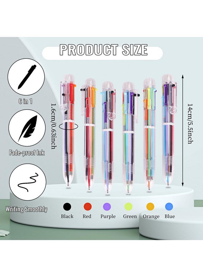 JPSOR 36 Pack Multicolor Ballpoint Pen 6-In-1, Fun Pens, Party Favors Transparent Barrel Ballpoint Pen 6-Color 0.5Mm For Office School Supplies Students Children Kids Gift - Image 2