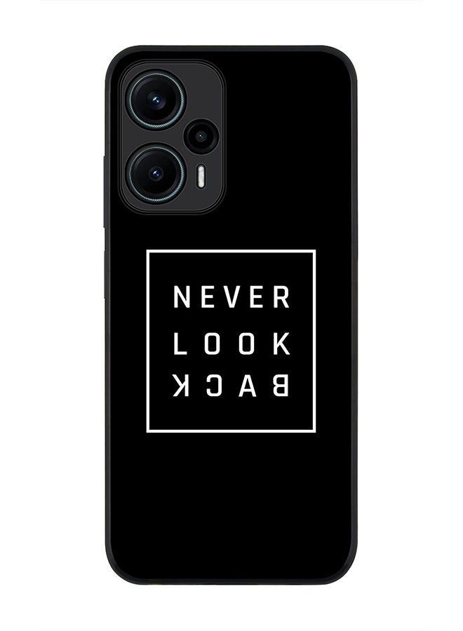 Stylizedd حافظة سوداء متينة لهاتف Xiaomi Poco F5 5G / Xiaomi Redmi Note 12 Turbo 5G بتصميم نحيف وحواف مرنة من المطاط ضد السقوط - لا تنظر إلى الوراء - Image 1