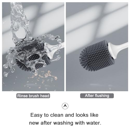 Lefree Silicone Toilet Brush and Holder Set with Ventilated Holder, Floor Standing & Wall Mounted Toilet Scrubber - Image 3