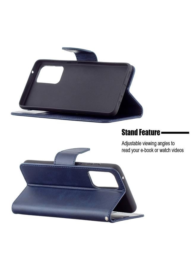 اس-توب جراب لهاتف Samsung Galaxy A72 5G / 4G بتصميم كلاسيكي من جلد الحمل بلون نقي مع حامل وفتحات للبطاقات ومحفظة وحبل تثبيت - Image 4