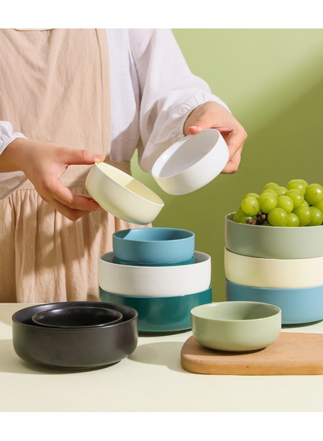 Matte Ceramic Rice Bowl Household Black Porcelain Bowl Restaurant Soup Bowl Nordic Style Tableware Creative Breakfast Bowl-Specifications:11*11*4.5CM-Capacity:601-700ml - Image 1