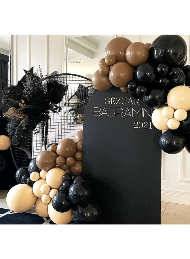 طقم قوس بالونات بني أسود عاري، 160 بالونة لاتكس بمقاسات مختلفة 18 و12 و10 و5 بوصات لأعياد الميلاد وحفلات الزفاف وحفلات استقبال المولود والكشف عن جنس المولود وحفلات التقاعد - Image 5