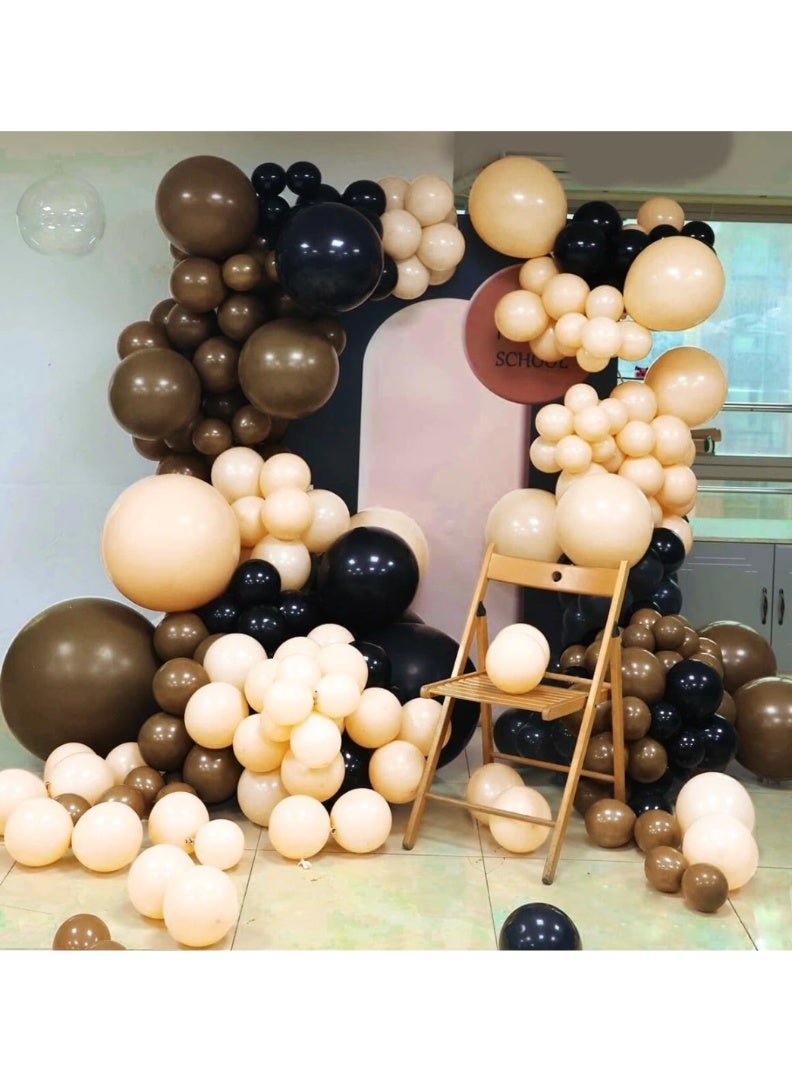طقم قوس بالونات بني أسود عاري، 160 بالونة لاتكس بمقاسات مختلفة 18 و12 و10 و5 بوصات لأعياد الميلاد وحفلات الزفاف وحفلات استقبال المولود والكشف عن جنس المولود وحفلات التقاعد - Image 4