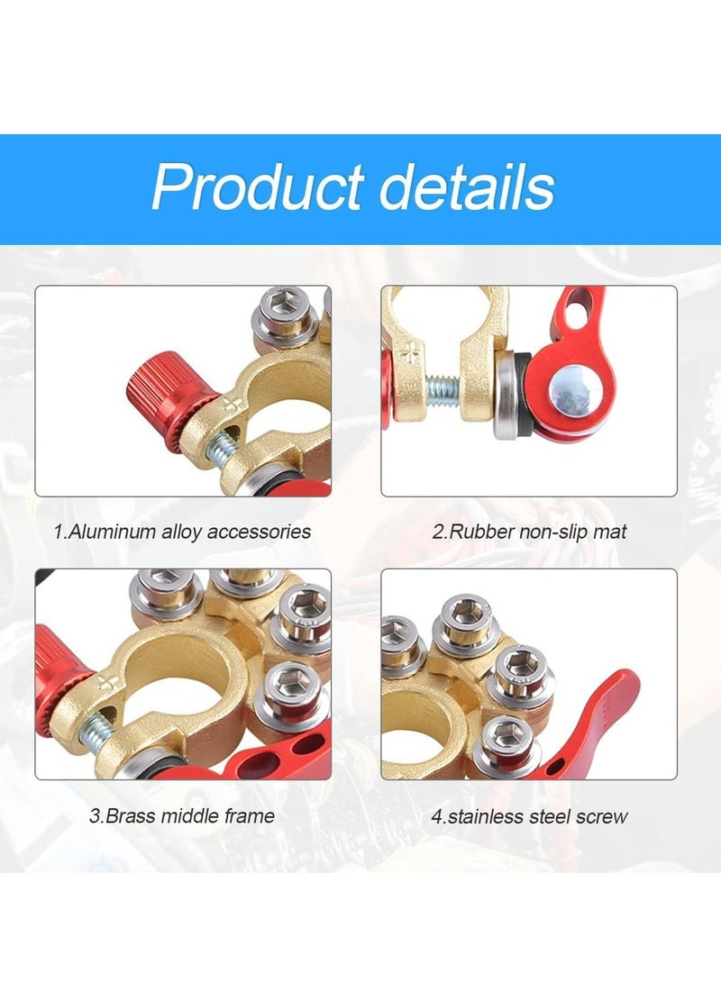 Loquat 2PCS Battery Terminal Connectors, 4 Way Positive Negative Car Battery Terminals Connector for SAE/JIS Type A Posts - Image 2
