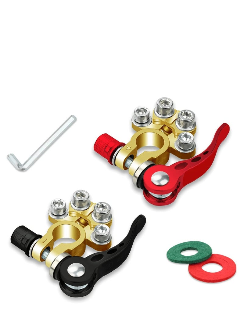 Loquat 2PCS Battery Terminal Connectors, 4 Way Positive Negative Car Battery Terminals Connector for SAE/JIS Type A Posts - Image 1