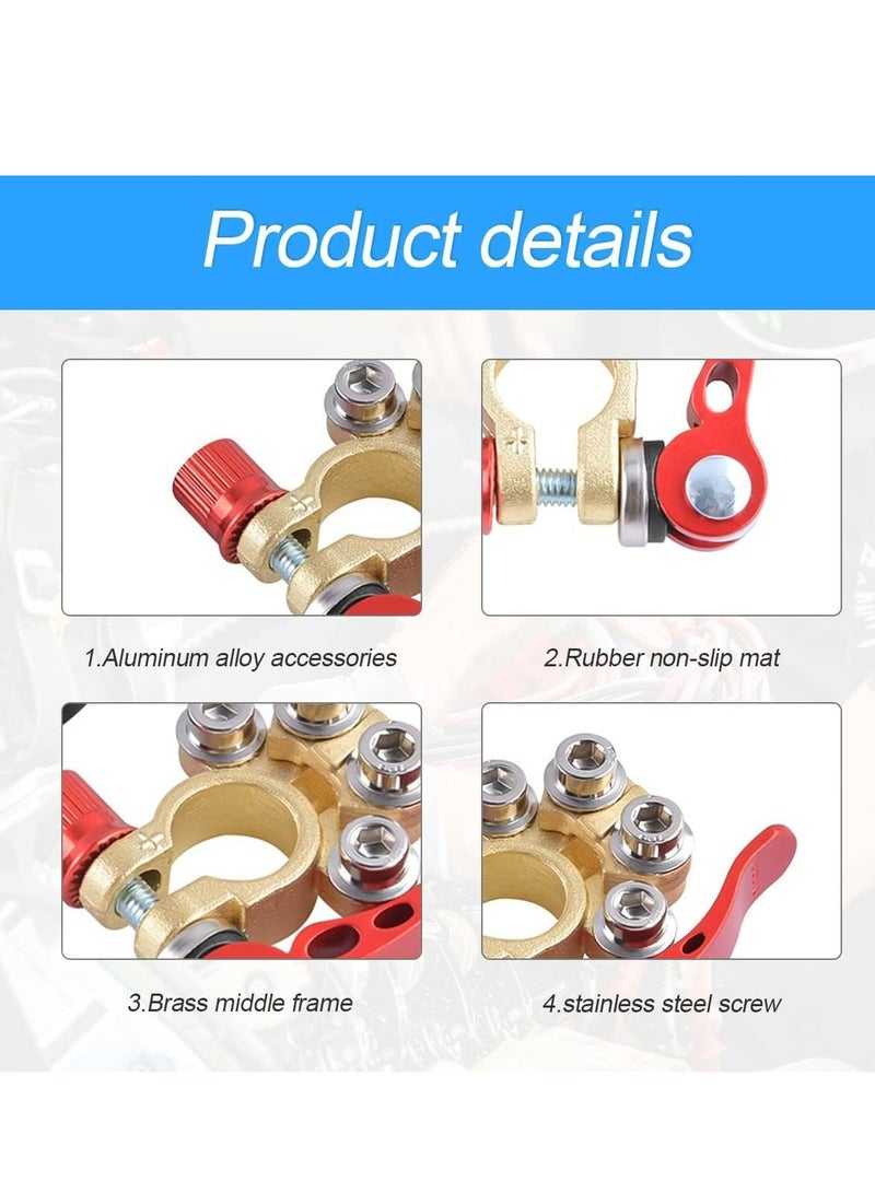 Loquat 2PCS Battery Terminal Connectors, 4 Way Positive Negative Car Battery Terminals Connector for SAE/JIS Type A Posts - Image 3