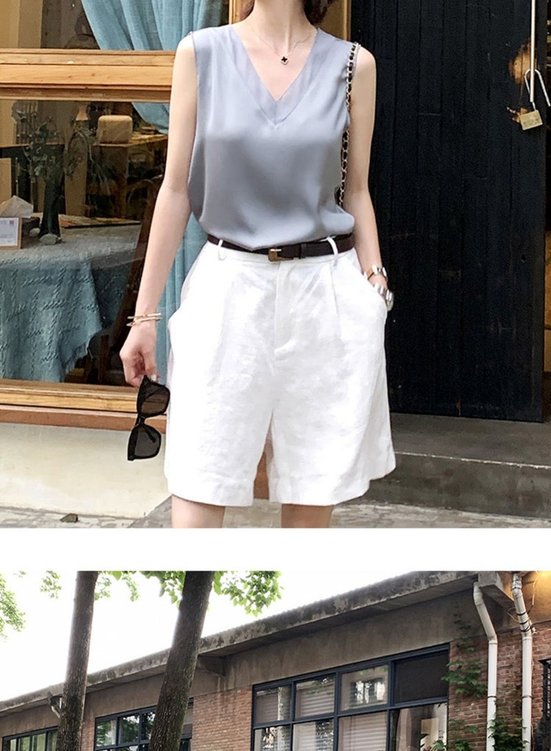Shougu Sleeveless Outer Paired With Suit Satin Base Shirt  - Image 3