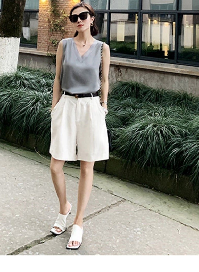 Shougu Sleeveless Outer Paired With Suit Satin Base Shirt  - Image 2
