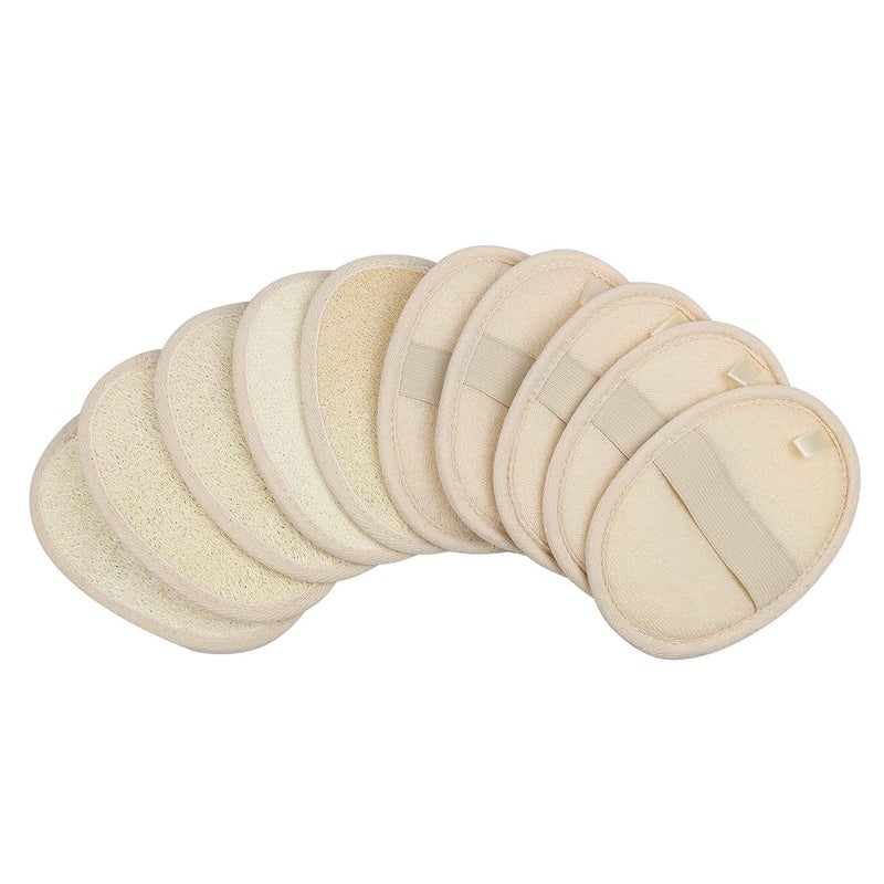 Mooerca 10Pack Exfoliating Loofah Sponge Pads Natural Luffa Terry Cloth Body Scrubbers for Shower Bath Mooerca