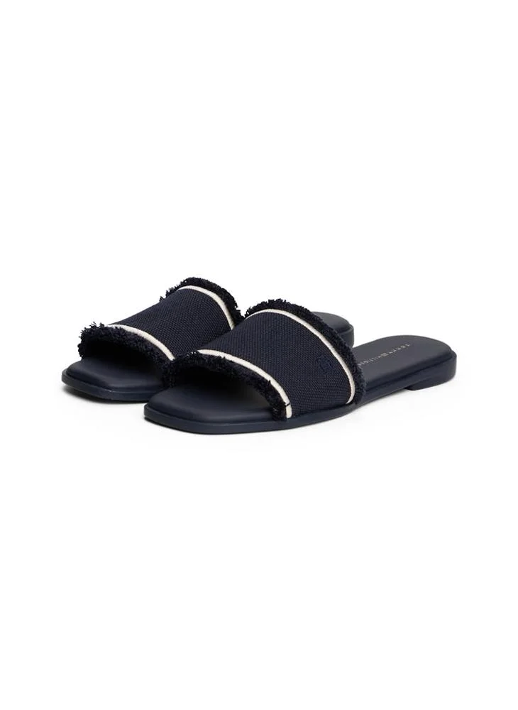 TOMMY HILFIGER Fringe Canvas Flat Sandals