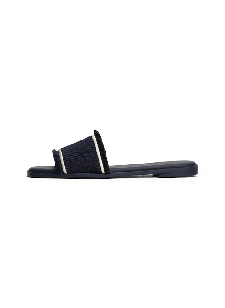 TOMMY HILFIGER Fringe Canvas Flat Sandals
