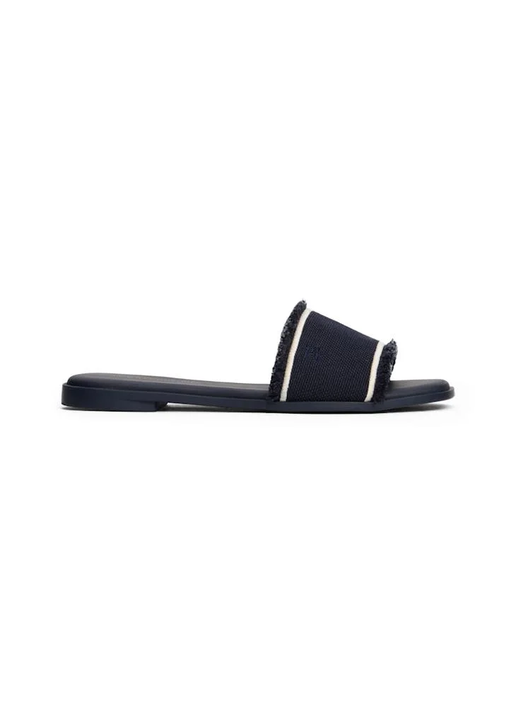 TOMMY HILFIGER Fringe Canvas Flat Sandals