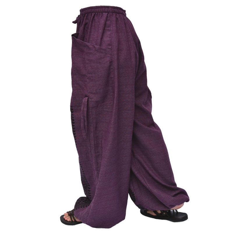 Siamrose Casual Yoga Harem Pants Men Women Baggy Lounge Trousers, 2 Pockets Adjustable Length Purple - Image 3
