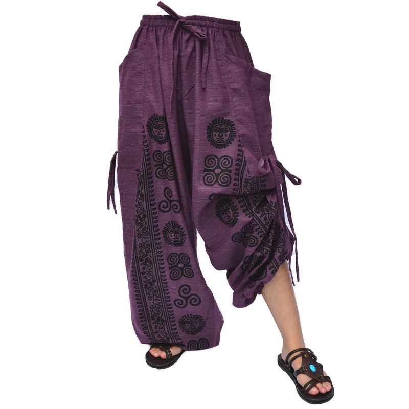 Siamrose Casual Yoga Harem Pants Men Women Baggy Lounge Trousers, 2 Pockets Adjustable Length Purple - Image 2