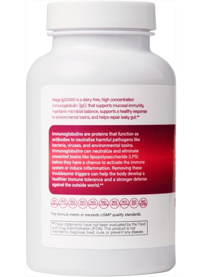 Microbiome Labs Mega IgG2000 - Dairy-Free Bovine Serum Capsules - High Concentration Immunoglobulin Supplements to Support Digestive Health, Gut Health & Detox - Casein & Lactose-Free (120 Count)  - Image 2