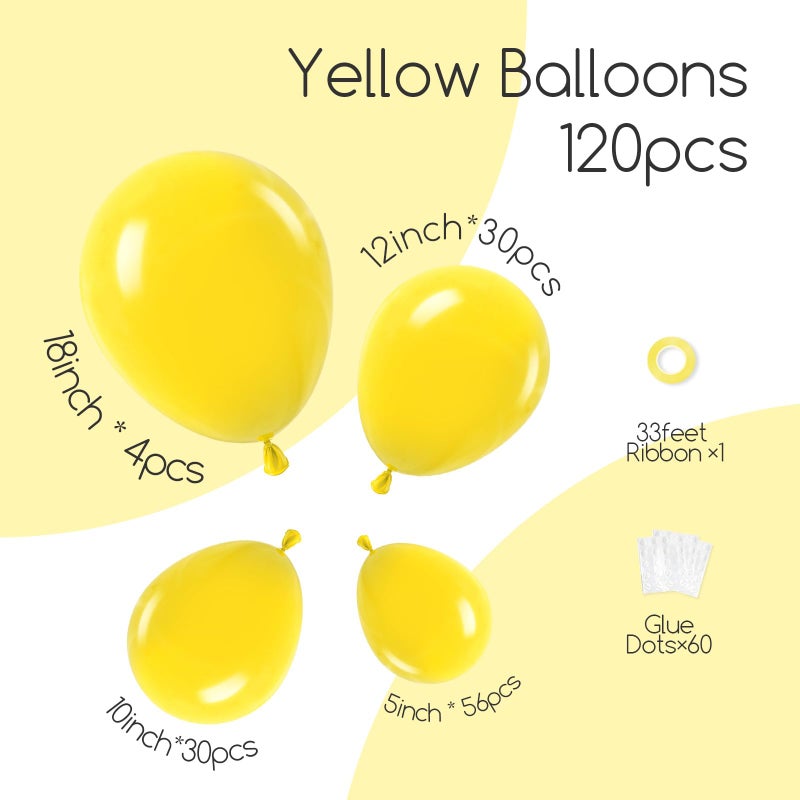 Awenztech 120pcs Yellow Balloon Arch Kit, 18 12 10 5 inch Yellow Latex Balloons Different Sizes Balloon Garland for Baby Shower Sunflower Bee Wedding Birthday Party Decorations - Image 2