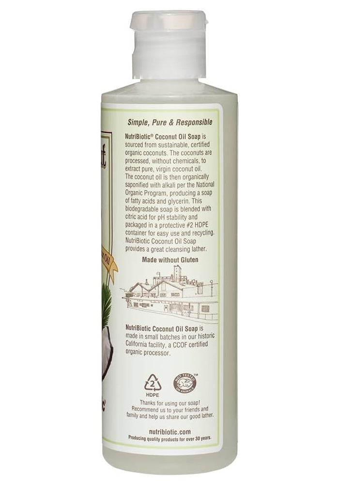 NutriBiotic Pure Coconut Oil Soap, Unscented, 8 fl oz (236 ml) - Image 3