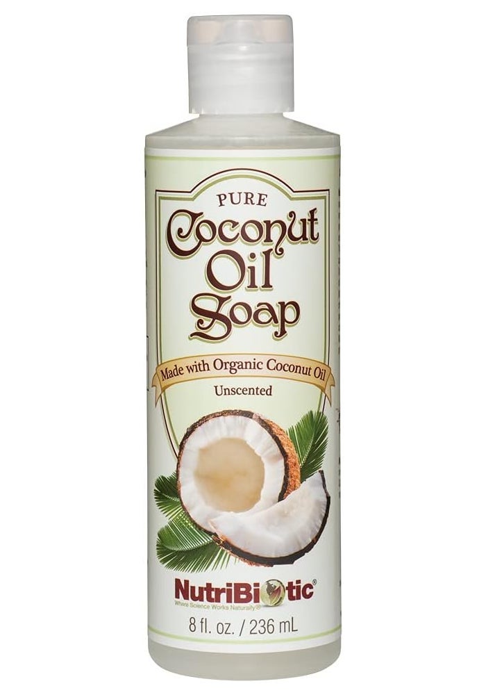 NutriBiotic Pure Coconut Oil Soap, Unscented, 8 fl oz (236 ml) - Image 1