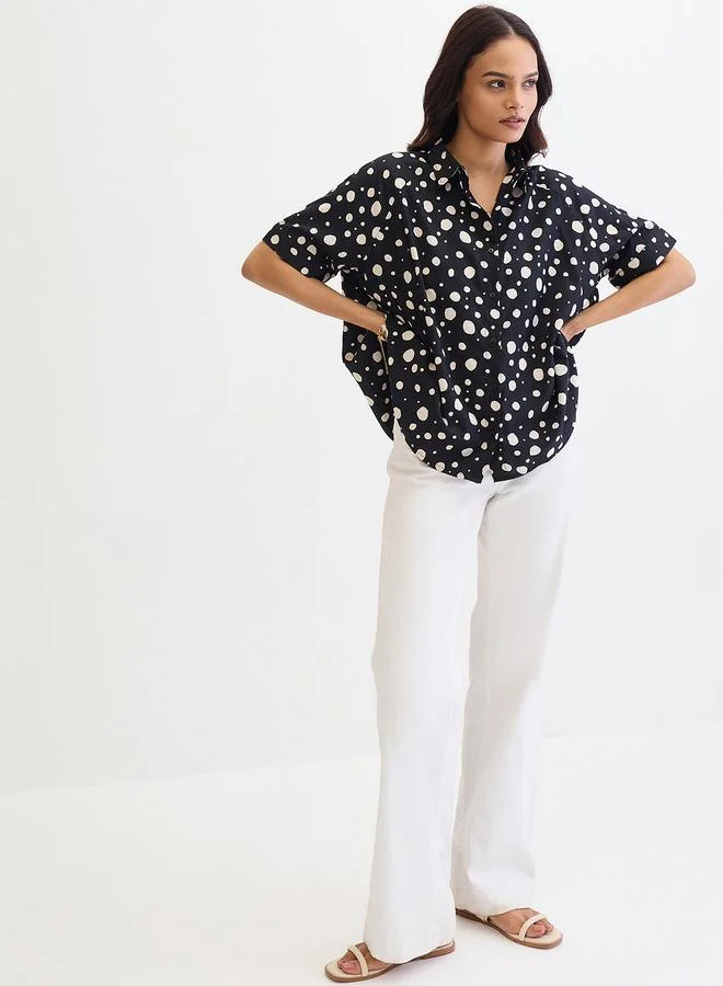 Femmella Black Femmella Black Spot Print Oversized Shirt for Women | Best Price UAE