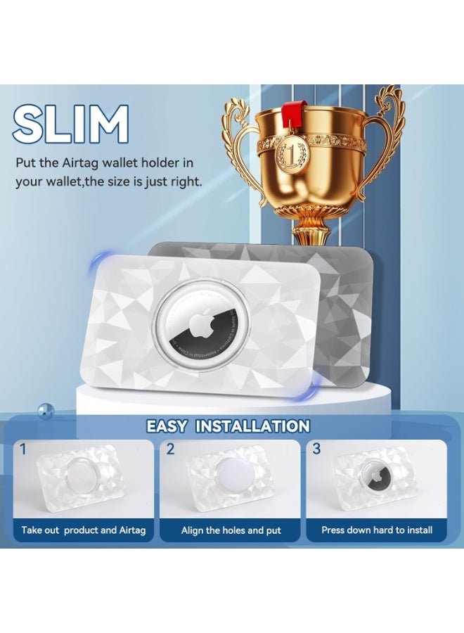 SYOSI Ultra Thin Air-Tag Wallet Holder, Slim Card Case Compatible with Apple AirTag for Men & Women, Lightweight ID & Credit Card Holder for Passport, Purse, Handbag (2-Pack, Transparent Black and White) - Image 3