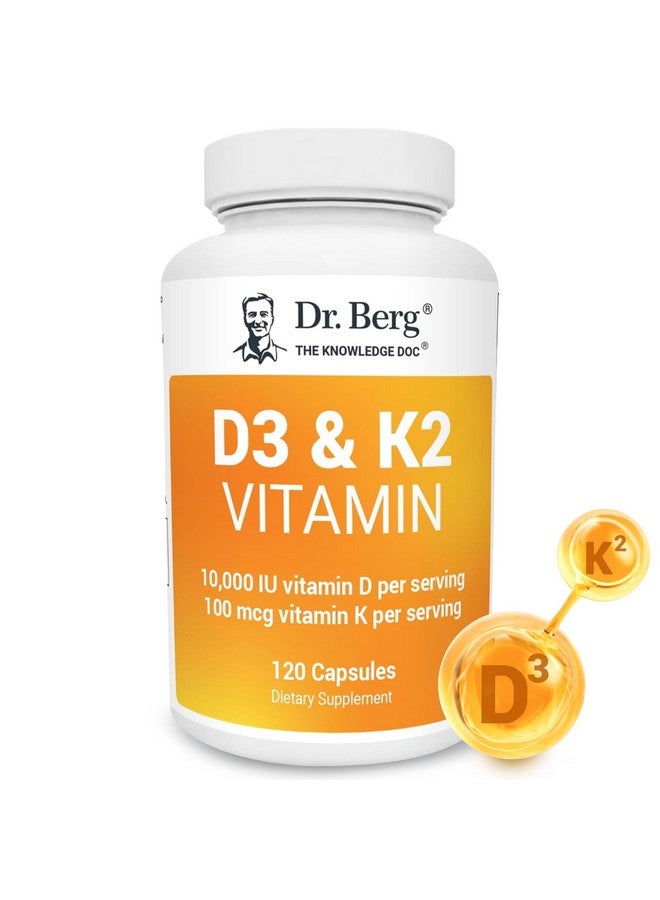 Dr. Berg Nutritionals Dr. Berg Vitamin D3 K2 w/MCT Powder - Includes 10,000 IU of Vitamin D3, 100 mcg MK7 Vitamin K2, Purified Bile Salts, Zinc & Magnesium for Ultimate Absorption - K2 D3 Vitamin Supplement - 120 Capsule - Image 1