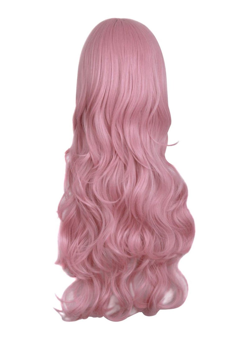 Estelle Charming Women's Long Curly Full Hair Wig Rouge Pink - Image 4