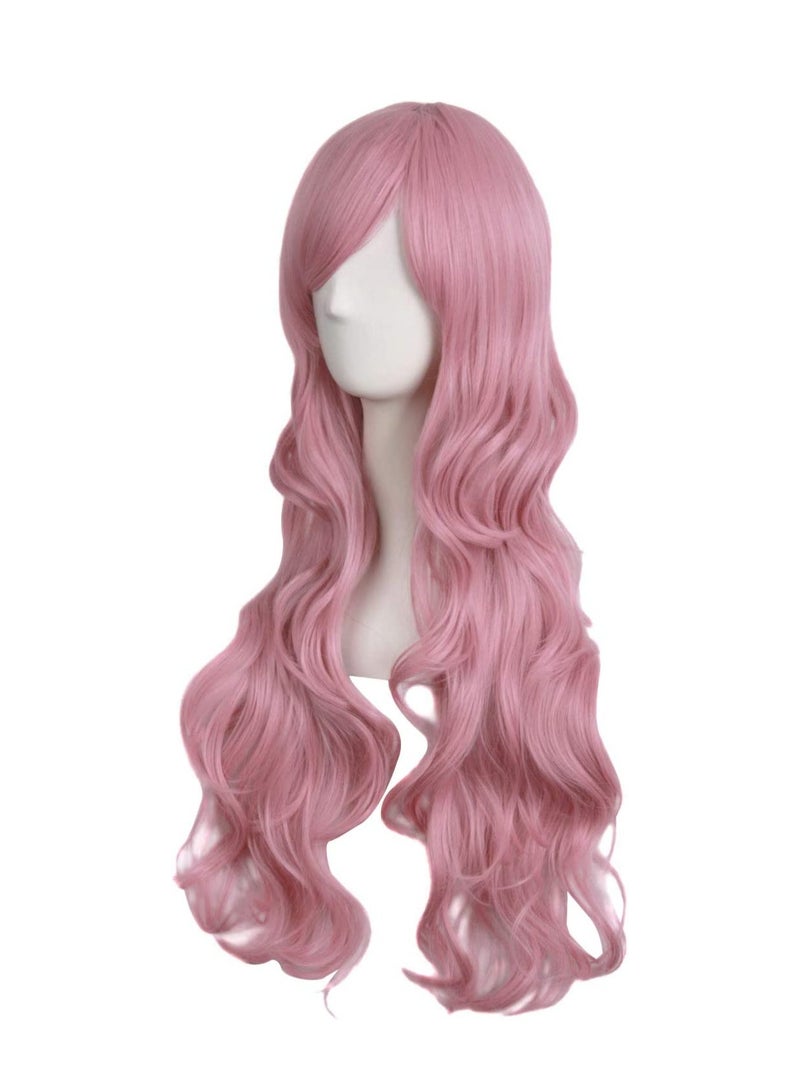 Estelle Charming Women's Long Curly Full Hair Wig Rouge Pink - Image 3
