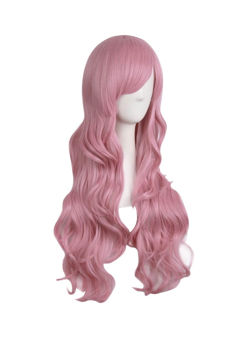 Estelle Charming Women's Long Curly Full Hair Wig Rouge Pink - Image 2