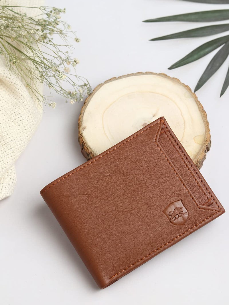 SAMTROH Tan Slider ATM Design PU Leather Wallet for Men | 6 Card Slots I 2 Currency & Secret Compartments I 1 Coin Pocket & 1 ID Card Slots - Image 2