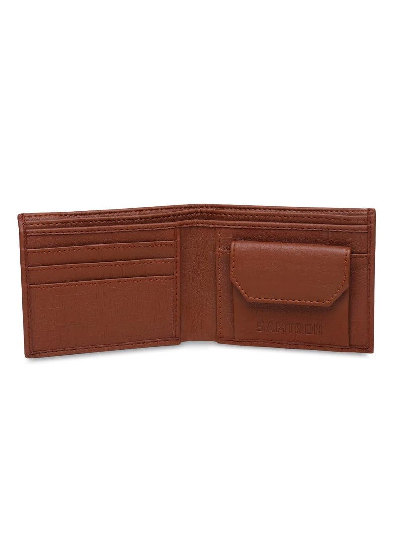 SAMTROH Tan Slider ATM Design PU Leather Wallet for Men | 6 Card Slots I 2 Currency & Secret Compartments I 1 Coin Pocket & 1 ID Card Slots - Image 3