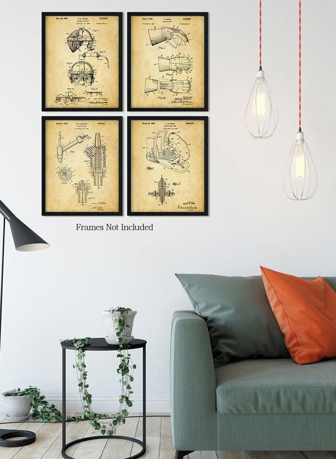 Govivo Welding Patents - A Set of Four Welding Equipment Patents Wall Art Decor Prints with sepia backgrounds - unframed artwork printed on photograph paper - Image 5