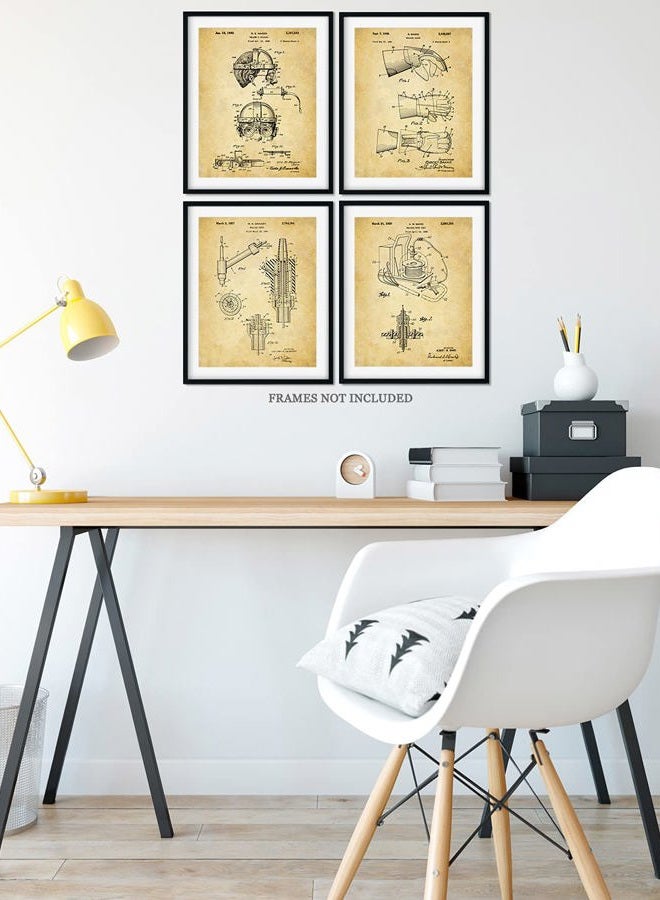 Govivo Welding Patents - A Set of Four Welding Equipment Patents Wall Art Decor Prints with sepia backgrounds - unframed artwork printed on photograph paper - Image 4