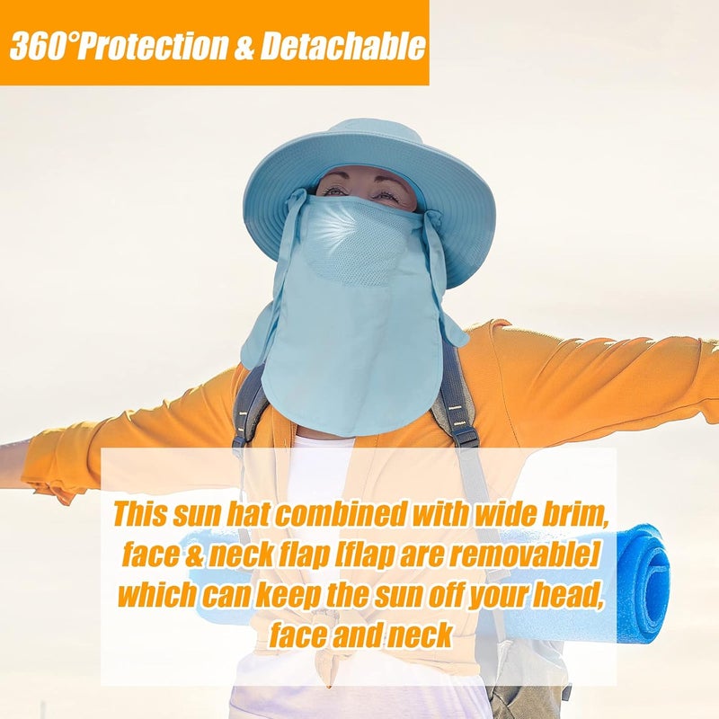 Outrip Fishing Hat for Men & Women, Outdoor UV Sun Protection Wide Brim Hat with Face Cover & Neck Flap - Image 4