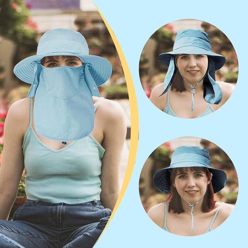 Outrip Fishing Hat for Men & Women, Outdoor UV Sun Protection Wide Brim Hat with Face Cover & Neck Flap - Image 2