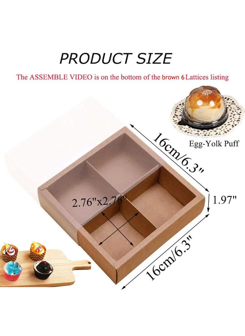 Generic - Boxes with Inserts and Display Windows, Brown Kraft Treats Gift Boxes, Cupcake Containers for Baking Pastries Goodies Biscuits (15 Packs 4 Lattices) - Image 1