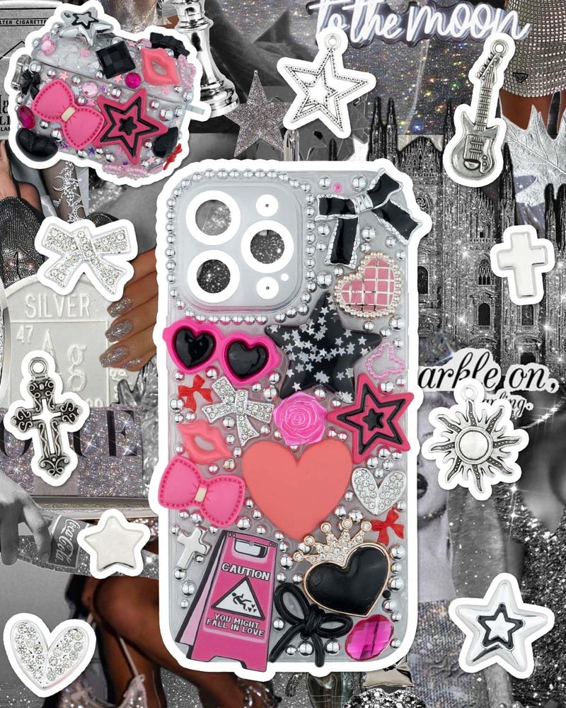 DoDoBeads 1050 Pcs Junk Phone Case Charms Kit, Charms for Customizing Cases, Kawaii Bow, Letter Beads, Nail Accessories, Flatback Pearls, Rhinestones, Cute Aesthetic Decor for Personalization - Image 4