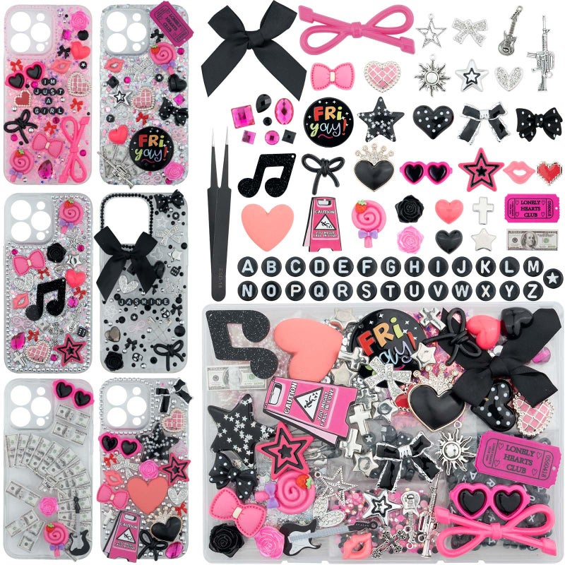 DoDoBeads 1050 Pcs Junk Phone Case Charms Kit, Charms for Customizing Cases, Kawaii Bow, Letter Beads, Nail Accessories, Flatback Pearls, Rhinestones, Cute Aesthetic Decor for Personalization - Image 1