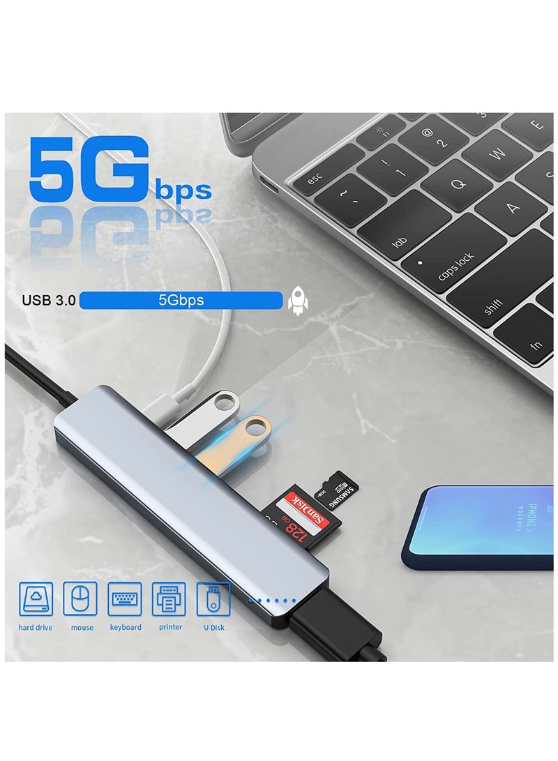 USB C Hub, 7 in 1 USB C Adapter, USB C Docking Station with 4K HDMI USB 3.0 100W PD and SD/TF Card Reader, Compatible with MacBook Pro & Air USB C Laptop and Other Type C Devices
