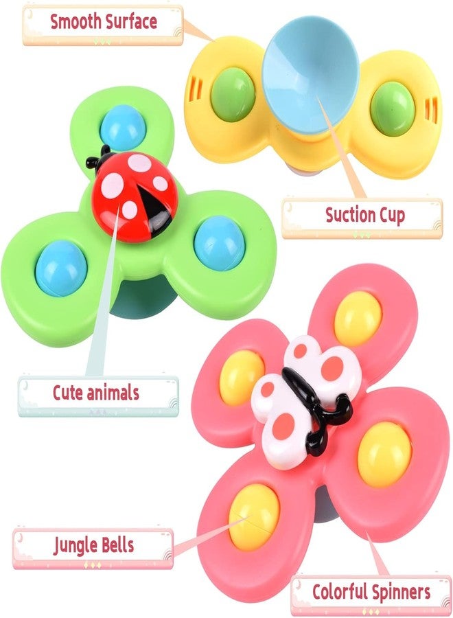 Royals hub 3PCS Suction Cup Spinner Toys for 1 Year Old Boy Girl|Spinning Tops Bath Toys for Kids Ages 1-3|Sensory for Baby 6 12 18 Months Boy Birthday Gift Table/Window/ (Return Gift for Kids) - Image 2