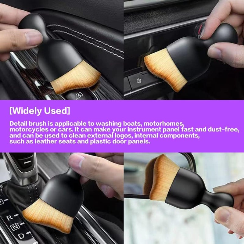 AOCISKA Car Interior Detailing Brush,Soft Bristle Cleaning Brush Car Detailing Brush Dusting Brush,Car Interior Cleaning Tool,Auto Detail Brush Car Dash Duster Brush (Black with Cap) - Image 5